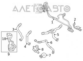 Furtunul sistemului de răcire de la conducta inferioară a Volvo XC90 16-20 T5, T6, scurt