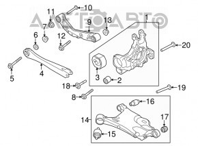 Maneta inferioară din spate dreapta pentru Volvo XC90 16-22 cu suspensie pneumatică