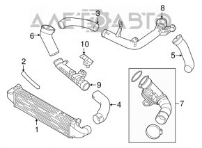 Патрубок интеркулера левый третий Volvo XC90 16-22 T5, T6