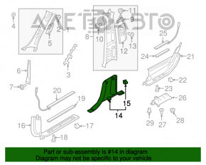 Capacul stâlpului central dreapta jos Volvo XC90 16-22 gri.