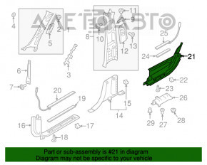 Capac prag spate stânga interior Volvo XC90 16-22 cu iluminare gri