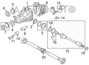 Diferențialul spate reductor BMW 5 F10 10-17 3.0T cutie de viteze automată 76k, cu cuplaj