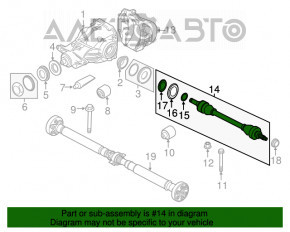 Ax cu semiax spate stânga BMW 5 F10 10-17 2.0T, 3.0T, cutie de viteze automată cu tracțiune integrală