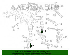 Şuruburile de fixare a suportului spate al şasiului, 4 bucăţi, BMW X3 F25 11-17, 122 mm.