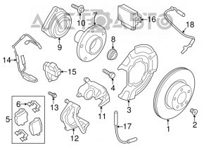 Butucul roții din spate dreapta pentru BMW X3 F25 11-17 este ruginit.