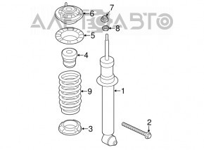 Suport amortizor asamblat spate dreapta BMW 5 F10 11-16 2.0T, 3.0T AWD