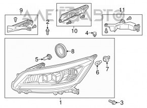 Farul din față dreapta asamblat pentru Honda Accord 16-17 LED