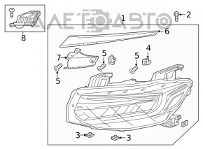 Фара передняя правая в сборе Honda Insight 19-22 LED песок