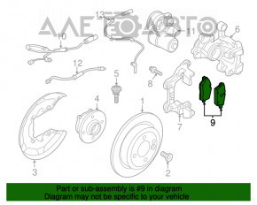 Plăcuțe de frână spate, set de 4 bucăți, BMW i3 14-20, 9mm