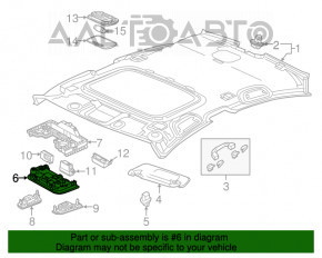 Plafonul de iluminare frontal pentru Acura ILX 13-15, culoare argintie, pentru modelul cu geamuri panoramice.