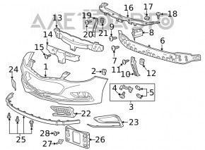Colțul amplificatorului de bara de protecție față stânga Chevrolet Cruze 16-