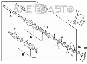 Ax cu roți față dreapta Nissan Pathfinder 13-20 hibrid FWD