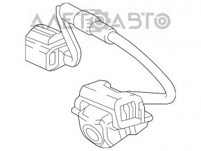 Camera de vizionare spate pentru Honda Civic X FC 16-17 cu un ciob în geam.