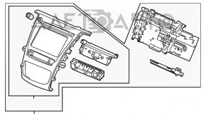 Monitor, display, navigație inferioară Acura TLX 15-17 pre-restilizare.