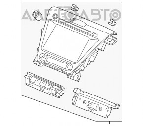 Monitor, display, navigație inferioară pentru Acura MDX 14-16 restilizat.