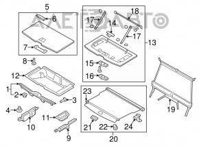 Capac portbagaj Volvo XC90 16-22 gri, cu insertii metalice, zgarieturi, ruptura la prindere.