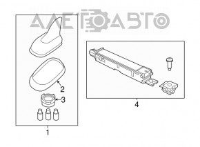 Antena aripă VW Jetta 11-18 SUA 2 fire