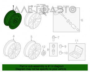 Roata de rezervă de dimensiuni normale VW CC 08-17 R16 215/55, jantă din oțel