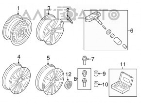 Roata de rezervă de dimensiuni normale VW CC 08-17 R16 215/55, jantă din oțel