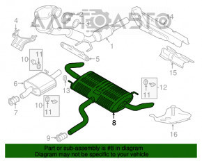 Silentiozatorul din spate cu teava pentru VW Atlas 18- 2.0T este indoit.