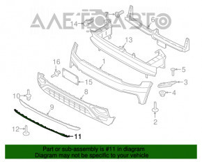 Capacul de bara fata VW Atlas 18-20 pre-restilizare, argintiu, uzat