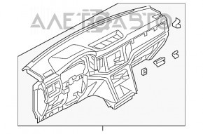 Panoul frontal al torpilei cu AIRBAG pentru VW Atlas 18-19, negru, inserție din aluminiu.