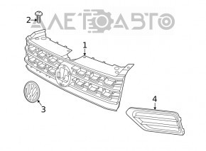 Grila radiatorului VW Atlas 18-20 fara emblema, noua, originala OEM.