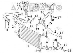 Tubul intercooler stânga primul VW Atlas 18- 2.0T, cauciuc