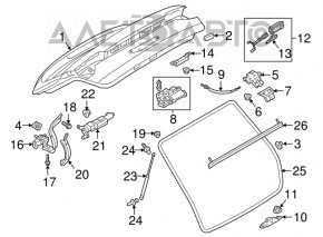 Mâner cu buton pentru deschiderea capacului portbagajului la exterior Audi A4 B9 17 - nou original OEM