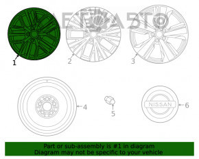 Roată de 17 inch x 7.5J Nissan Rogue 21-23 ALINK construită în SUA