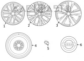 Roata de rezerva pentru Nissan Rogue 21-23 R17 165/90, fabricata in SUA.