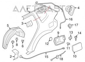 Aripa spate stânga BMW X3 F25 11-17, albastră, originală, ușor lovită, zgâriată.