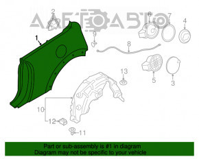 Aripa spate dreapta a un sfert Mini Cooper F56 3d 14-