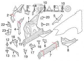 Partea din față dreapta a BMW X3 F25 11-17, neagră, bare