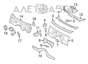 Placă metalică pentru ștergătoarele de parbriz BMW 5 F10 09-17