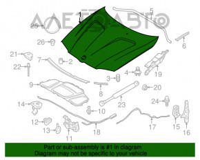 Capota goală a unui BMW X3 F25 11-17 albastru A76M, din oțel, cu lovituri.