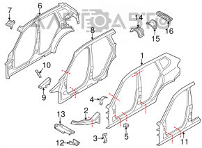 Bara caroseriei centrală stângă BMW X3 F25 11-17 pe caroserie