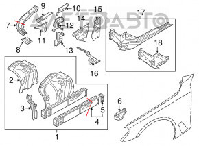 Bara de protecție față stânga BMW 7 G11 G12 16-22 cu suport de sticlă