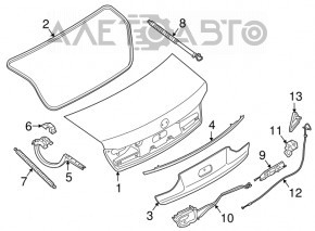 Buclea capacului portbagajului dreapta BMW 7 G11 G12 16-22 nou OEM original