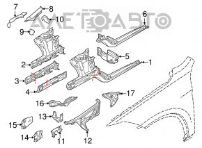 Suport aripi dreapta față mare BMW X1 F48 16-22