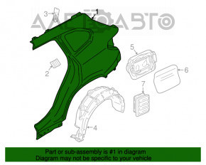 Aripa spate stânga BMW X1 F48 16-22 neagră, pe caroserie, lovită.