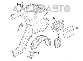 Aripa spate stânga BMW X1 F48 16-22 neagră, pe caroserie, lovită.