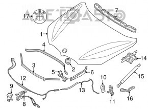 Capota goală a unui BMW X1 F48 16-22, neagră 475