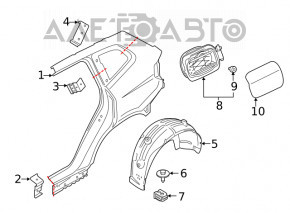 Aripa spate dreapta a un sfert de BMW X3 G01 18-