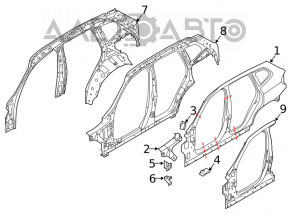 Bara caroserie centrală stânga BMW X3 G01 18- tăiată