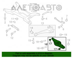 Bara transversală inferioară din spate dreapta Mitsubishi Outlander 14-21 are un silentbloc defect.