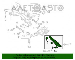 Maneta transversală inferioară din spate stânga Mitsubishi Outlander 16-21 este crăpată.