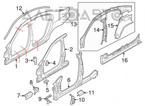 Bara caroserie centrală stânga BMW 7 G12 16-22 pe caroserie