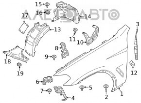 Suport far dreapta pentru aripa BMW X3 G01 18- nou original OEM