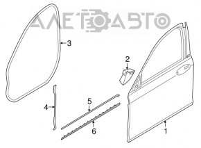 Ușa goală din față, stânga, pentru BMW 7 G11 G12 16-22, negru 475.